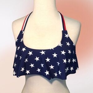 Arizona Jean Co. Red White Blue Patriotic Stars Stripes Bikini Top S